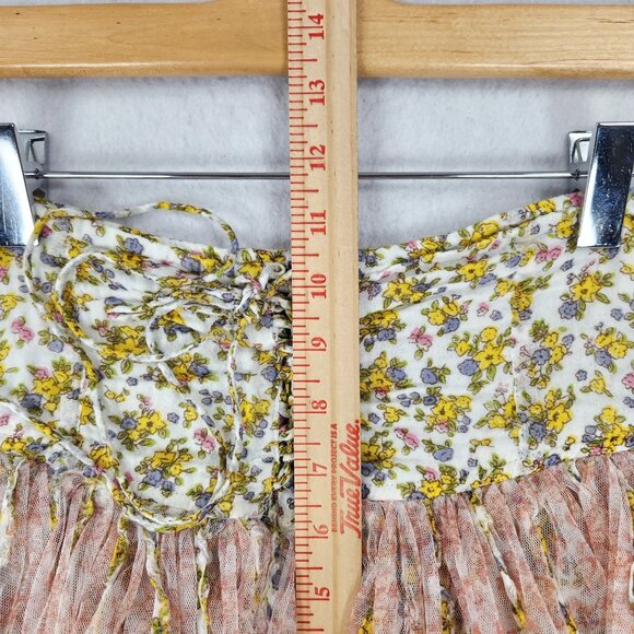 Free People One Skort Womens 26 Yellow Floral Blossom Mini Skirt Tie Front Tulle - Picture 6 of 12